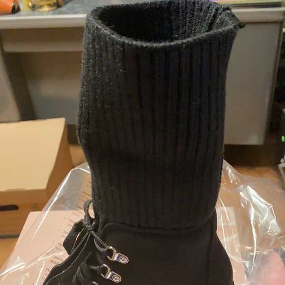 Justfab BLACK or GRAY Ankle Boots with Sweater Cuff - Picture 6 of 15